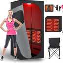 Portable Infrared Sauna Room, Dry Sauna Tent for Detoxification and Relaxation with Red Light Therapy and Folding Chair, 9 Levels, 32″×35″×71″