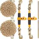 VEVOR Ratchet Binder with 5/16-3/8 inch, 7100 lbs Load Limit G80, Detachable Anti-Skid Handle, Tie Down Hauling Binders for Flatbed Truck Trailer, 2 Set Black & Yellow