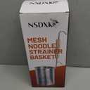 2 Pack Pasta Basket, Stainless Steel Mesh Noodle Strainer Basket with Wooden Handle, for Boiling Food, Pasta, Noodles, Dumpling, Ramen, 4.3''D x 5.7''H