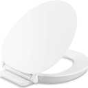 KOHLER 57778-GCF-0 Cymbal ReadyLatch Quiet-Close Soft Close Toilet Seat Round, Flexible CoreFlex Material, Wider Toilet Seat Surface, Home Essentials, White with Ice Grey Core Center