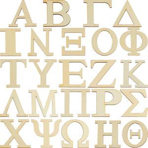 Hicarer 48 Pieces 2 Inch Wooden Greek Letters Single Layer Unfinished Wood Greek Alphabets Wood Letters for DIY Arts and Crafts Home Decorations Making