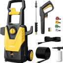 Electric Pressure Washer, 4800 PSI 3.2 GPM High Pressure Cleaning Machine with Foam Cannon, Power Washer with 20 FT Hose and 35 FT Power Cord, 4 Connect Nozzles for Cars/Patio/Fences (Yellow)
