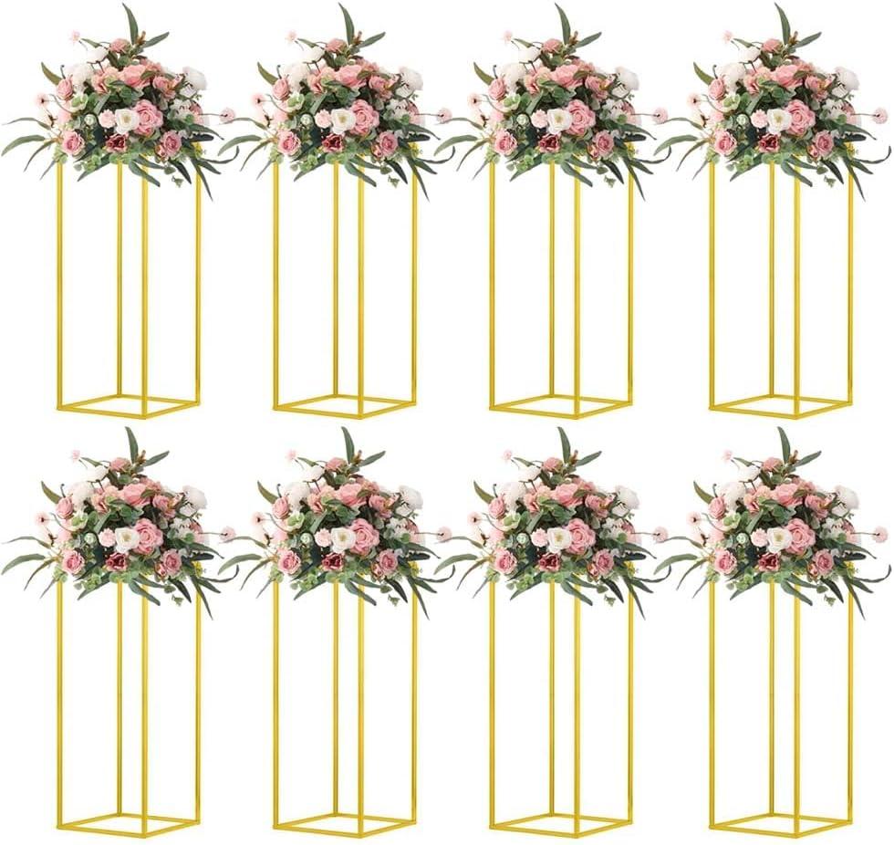 23.6inch 8 pcs Column Vases Gold Centerpieces for Table Metal Flower Stand Wedding Centerpieces Party