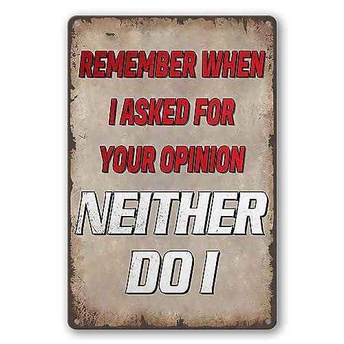 Lamvao Metal Wall Art Sign - Remember When I Asked For Your Opinion - Red - 8x12 inches - Home Decor, Pack Of 4