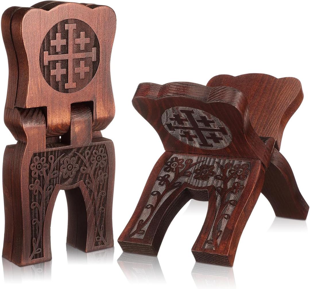 Collapsable Pinewood Prayer Bible Book Stand Wooden Book Holder Quran Holy Bible Display Support Reading Books Holder Folding Religious Prayer Stand for Church Chapel Supplies Gift