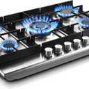 Eascookchef 30 inch Gas Cooktop, Gas Stove Top with 5 High Efficiency Burners, Bulit-in Stainless Steel Propane Cooktop for Kitchen, NG/LPG Convertible Stovetop, Thermocouple Protection
