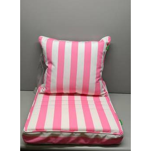 Deep Seat Cushion Set 24 x 24 Inch, Pink White Striped Waterproof NEW