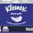 Kleenex Ultra Soft Facial Tissues, 8 Flat Boxes, 120 Tissues per Box (960 Total Tissues) (White)
