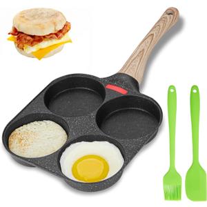 MyLifeUNIT Egg Frying Pan, 4-Cup Egg Pan Nonstick, Fried Egg Pan Skillet for Breakfast, Pancake, Hamburger, Sandwiches, Suitable for Gas Stove & Induction Cookware
