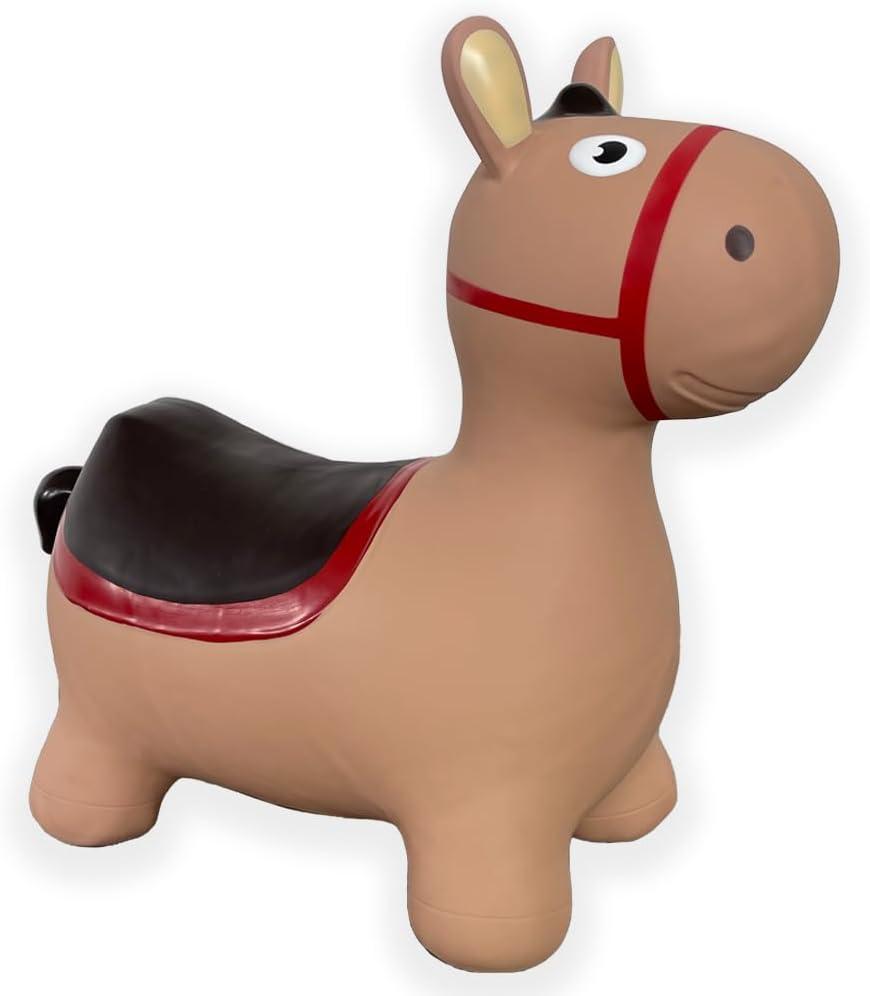 Brown Donkey Bounce & Ride-on Inflatable Hopper Toddler Toy with Pump
