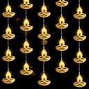 Riakrum 3 Pcs 6.56 ft Diwali String Lights Decorative Flame Shaped Lamps 10 LED Lights Window Wall Curtain Diwali Decorations for Home Bedroom Indian Wedding Party Christmas Indoor Outdoor