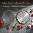 Air Fryer Basket & Rack - 18/8 Food-Grade Stainless Steel, Multi-Use Steamer for Instant Pot, Replacement Combo with Drip Tray & Double Hanging Loops, German Craftsmanship, Deep Style