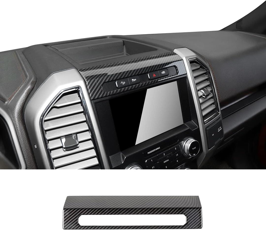 for F150 Emergency Llight Switch Trim Decorative Panel fit 2015 2016 2017 2018 2019 2020 Ford F150(Carbon Fiber Grain)