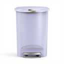 simplehuman Semi-Round Step Can, 50L / 13 Gallon Kitchen Trash Can, Studio Edition, Pet-Proof Slide Lock, 150,000-Step Pedal, Lid Shox® Silent Close, Lilac Plastic