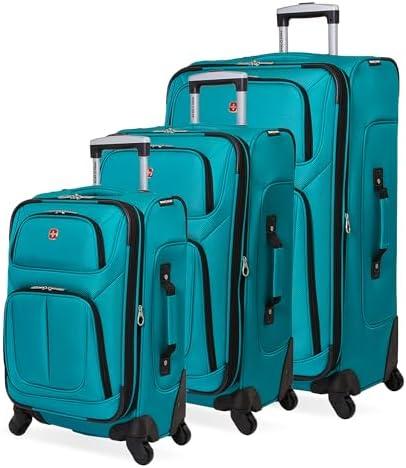 SwissGear Sion Softside Expandable Roller Luggage, Teal, 3 Piece Set (21/25/29)