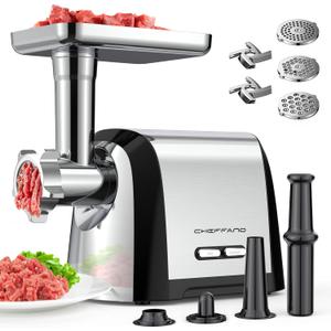 Electric Meat Grinder, 2600W Max 3-IN-1 Heavy Duty Sausage Stuffer with Sausage tube & Kubbe Kit, 3 Grinding Plates 2 Blades for Home Kitchen & Small Commercial Use, Stainless Steel