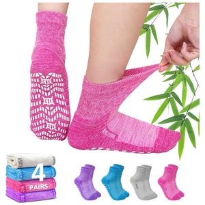 Hellomamma Bamboo Viscose Diabetic Socks: Men&Women Non-Slip Grippy Wide Cuff Ankle Sock for Seniors Neuropathy Pain Relief