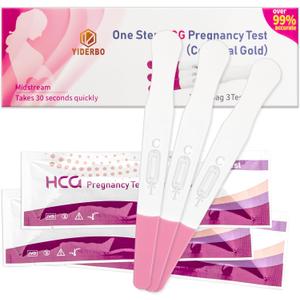 Pregnancy-Test Sticks-HCG Pink-Clear Early-Detection 3Count in 30 Seconds Individually Wrapped
