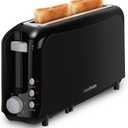 SEEDEEM 2 Slice Slim Toaster, Single 10" Long Slot Toaster Fits Bagels & Artisan Bread, 6 Shade Settings, Cancel/Reheat/Defrost, Removable Crumb Tray, Auto Shut-Off, Black (3.54 x 14.37 x 6.89 inches)