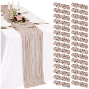 30 Pack Cheesecloth Table Runner 10FT Rosy Brown Table Runner Boho Gauze Cheese Cloth Table Runners Long Rustic Sheer Table Decorations for Wedding Party Baby Bridal Shower Birthday Holiday Home