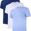 BAMBOO COOL Mens Undershirts Pack, Soft T Shirts for Men, Moisture Wicking Tees, Stretchy Breathable Crew Neck Inner Shirt (Blue, L)