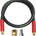 POHIR Pressure Washer Whip Hose 5FT, Reel Connector 248F Hot/Cold Water Jumper Hose 3/8" with Quick Connect Adapter, Industry Grade Steel Wire Braided & Synthetic Rubber Jacket 4800 PSI