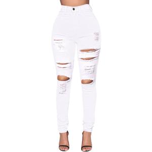 LONGBIDA Skinny Ripped Jeans for Women High Waisted Stretch Butt Lifting Jeans Slim Fit Distressed Denim Pants Jeggings Jeans (X-Large, White)