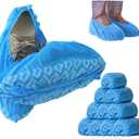 Premium Disposable Boot & Shoe Covers Booties | 50 Pack | Durable, Non-Slip, Non-Toxic, Water Resistant, Recyclable Protectors for Indoor & Outdoor | Large Size Fits Most Shoes
