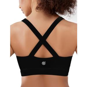 Cordaw Pickleball Sports Bras for Women High Support, Molded Cup Crisscross Back High Impact Workout Yoga Bra (XX-Large, Black)