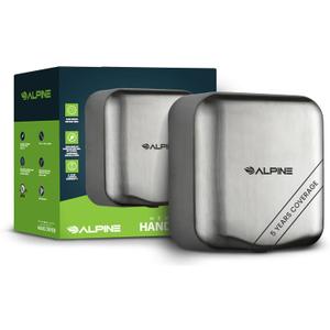 Alpine Industries 400-10-SSB Alpine Hemlock Automatic Hand Dryer - Heavy Duty Stainless Steel - Commercial High Speed Hot Air Hand Blower | 1800Watts | 110-120Volts | Quick & Easy Installation, Brushed Stainless Steel