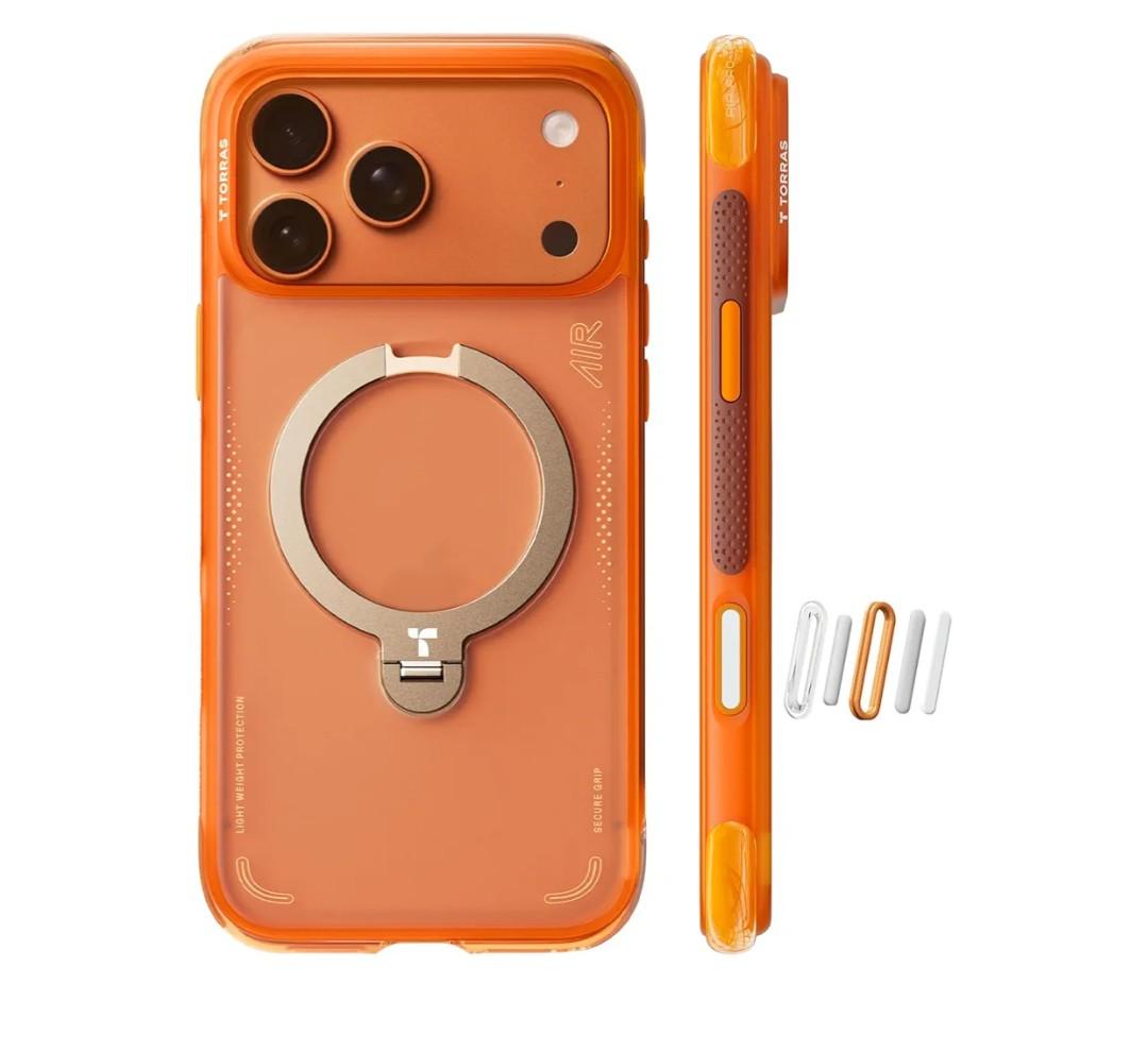 TORRAS Ostand Q3 Air for iPhone 17 Pro Max Case with 360 Magnetic Stand, Fit for MagSafe, Mil-Grade Drop Tested, Camera Control Button, Shockproof Phone Case for iPhone 17 Pro Max 6.9", Horizon Orange