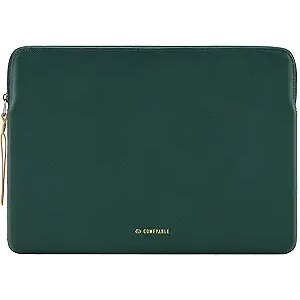 Comfyable Slim Protective Laptop Sleeve 14 Inch Snugly Compatible with MacBook Pro 14-inch M4 M3 M2 M1 Pro/Max 2024, PU Leather Bag Waterproof Cover Notebook Computer Case for Mac, Green