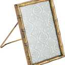 Creative Co-Op Metal and Reclaimed Wood Photo Frame, Gold (4" x 6")