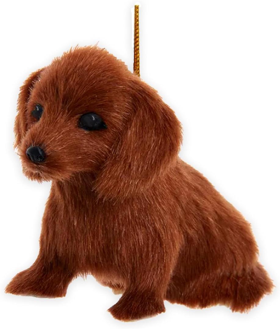 Kurt Adler F2242BDA Furry Brown Dachshund Dog 4 x 3 Inch Acrylic Hanging Christmas Decoration Ornament