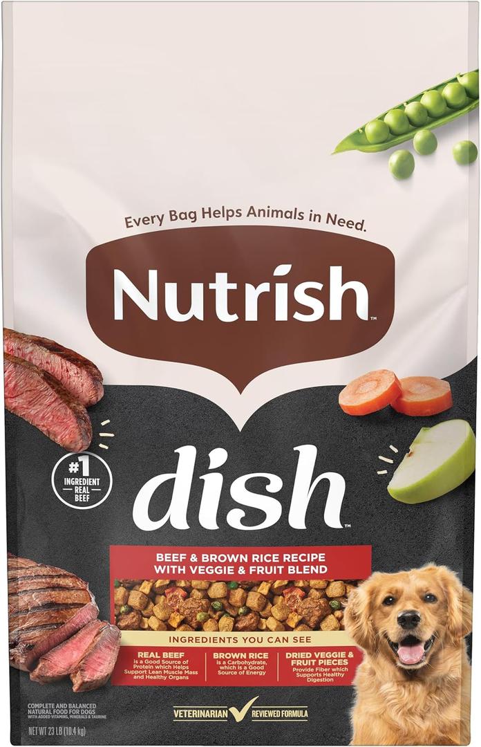 Nutrish Rachael Ray Dish Dry Dog Food Beef & Brown Rice Recipe with Veggie & Fruit Blend, 23 lb. Bag (EXP 11/13/26)