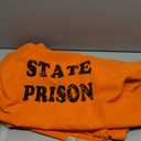 Prisoner Costume Men Women, Orange Jumpsuit with Handcuffs, Mug Shot Sign & Number Stickers, Inmate Costume for Halloween large