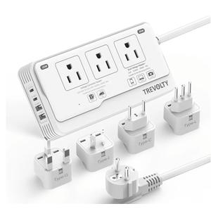 2000W Voltage Converter US to Europe for Hair Dryer, 220V to 110V Converter for European Travel with 3 AC 2 USBC 2 USBA Ports, European Travel Plug Adapter with Type C/G/I/L Power Plug