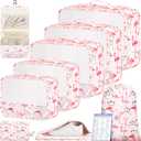 BAGAIL 9 Set Packing Cubes with Packing List Luggage Packing Organizers for Travel Accessories (Flamingo)