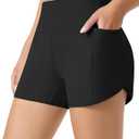 Swim Shorts Women 4" Tummy Control Tankini Shorts UPF50+ High Waisted Swimsuit Bottoms (Black, XXL)