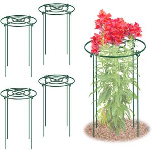 4 Pack Peony Cages and Supports, 14" Dx24 H Plant Supports for Outdoor Plants, Heavy Duty Metal Peony Support Cage Flower Support Rings, Plant Support Ring for Rose Tomato Hydrangea Strawberry
