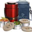 67oz Thermo for Hot Food,3-Layer Sealed Stackable Food Thermo,with Lunch Bag Soup Thermo, Suitable for Daily Office Meals, School Lunches, and Outdoor Meals (67 oz Red)