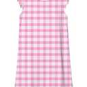 uideazone Nightgowns for Girls Size 7-8 Pink Gingham Nightdress Comfy Princess Pajamas Dress Sleeveless Sleep Gowns M