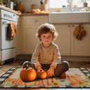 MEHOFOND Hello Pumpkin Kitchen Mats Set of 2, Fall Thanksgiving Decor Mat, Buffalo Plaid Farmhouse Autumn Harvest Pumpkin Thankful Holiday Absorbent Non Slip Anti Fatigue Rugs 17 x 29 and 17 x 47 in