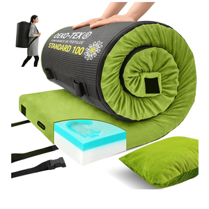 Lxotvae Memory Foam Camping Mattress pad, Thick Sleeping Mat for Adults with Waterproof and Non-Slip Bottom, Portable Roll Up Mattress for Sleepover Guest,Cot Pad for Car Camping, No Size