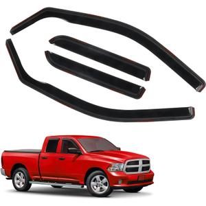 4 PCS in Channel Rain Guards for 2009-2018 Dodge Ram 1500 Quad Cab, Smoke Tinted Vent Window Visors, Side Window Deflectors Vent Shade Shield, 2010 2011 2012 2013 2014 2015 2016 2017