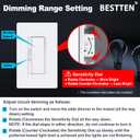 BESTTEN 6 Pack Super Slim Dimmer Light Switch, Quiet Rocker, Single Pole or 3 Way Dimmable Switch, Max 300W LED, CFL, 600W Incandescent, Screwless Wall Plate Included, ETL Listed, White