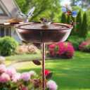 3" Deep 40" Tall Metal Bird Bath for Outdoors, 13" Dia 2-in-1 Removable Bird Baths Feeder Water Bowl, Vintage Standing Birdbaths with Stable Stake for Garden Yard Lawn Decor 1.5 Gallon
