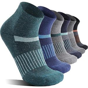 6 Pairs Merino Wool Ankle Running Hiking Socks Compression Support Breathable Thick Cushion No Show Socks for Women Men (M, Color Mixed (quarter Socks)