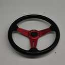 RASTP Universal Racing Steering Wheel 13.8/350mm 6 Bolts Grip Vinyl Leather & Aluminum with Horn Button for Car -Red