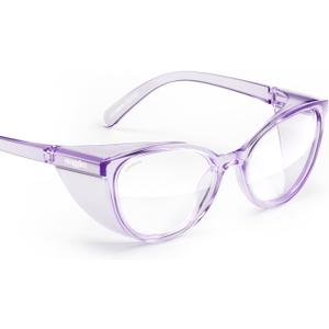 Stoggles Cat Eye Z87.1 Certified Safety Glasses, Blue-Light, UV Blocking Lens, Top & Side Shield, Anti-Fog, Stylish Eyewear (Lilac)